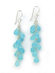 Sterling Silver Regen Teardrop Crystals Cascade Drop Earrings, Ocean Blue