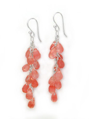 Sterling Silver Regen Teardrop Crystals Cascade Drop Earrings, Cherry Quartz