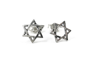Sterling Silver Jewish Star of David Stud Post Earrings