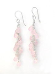 Sterling Silver Regen Teardrop Crystals Cascade Drop Earrings, Pink