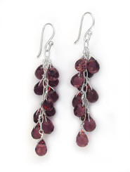 Sterling Silver Regen Teardrop Crystals Cascade Drop Earrings, Purple