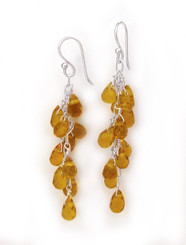 Sterling Silver Regen Teardrop Crystals Cascade Drop Earrings, Yellow