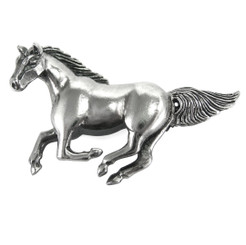 Sterling Silver Galloping Horse Brooch Pin