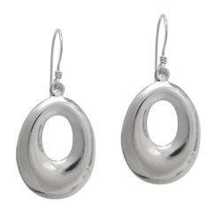 Sterling Silver Oval Open Eclipse Drop Earrings