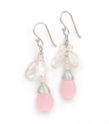 Sterling Silver Gemstone and Crystals "Venessa" Drop Earrings, Rose