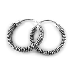 Sterling Silver Bali Style Wire Wrap 12mm Hoop Earrings