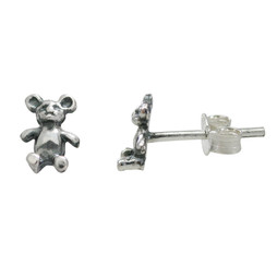Sterling Silver Bear Stud Post Earrings