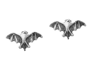 Sterling Silver Bat Open Wing Stud Post Earrings