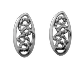 Sterling Silver Small Oval Filigree Swirls Stud Post Earrings
