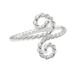Sterling Silver Twisted S-Swirl Toe Ring Midi Knuckle Ring Adjustable