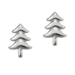 Sterling Silver Christmas Tree Post Stud Earrings
