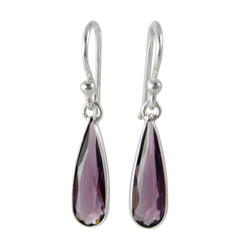 Sparkling Elegant Purple Crystal Drop Sterling Silver Earrings