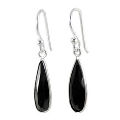 Sparkling Elegant Black Crystal Drop Sterling Silver Earrings