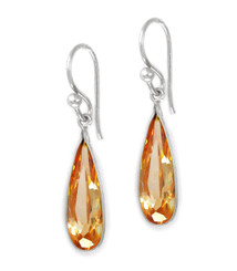 Sparkling Elegant Champagne Crystal Drop Sterling Silver Earrings
