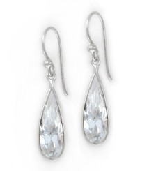 Sparkling Elegant Clear Crystal Drop Sterling Silver Earrings