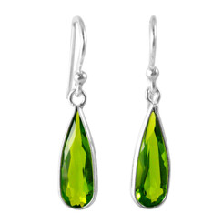 Sparkling Elegant Spring Green Crystal Drop Sterling Silver Earrings