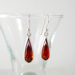Sparkling Elegant Red Crystal Drop Sterling Silver Earrings