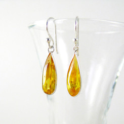 Sparkling Elegant Yellow Crystal Drop Sterling Silver Earrings