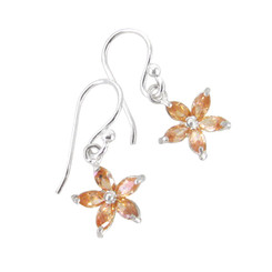 Sterling Silver Sparkling Crystal Wild Flower Earrings, Champagne