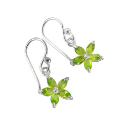 Sparkling Crystal Wild Flower Earrings, Spring Green