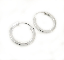 Sterling Silver Square-Shaped Tube Hoop Earrings, 9/16"