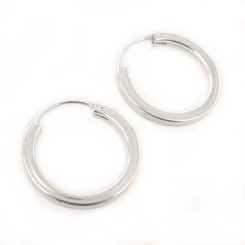 Sterling Silver Square-Shaped Tube Hoop Earrings, 3/4"