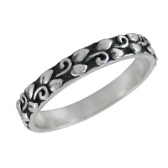 Sterling Silver Leaves and Swirl Band Ring
