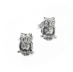 Sterling Silver Owl Post Earrings