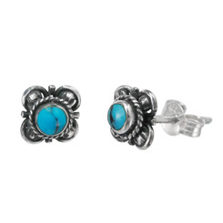 Sterling Silver Stone Inlay Kyleen Stud Post Earrings, Turquoise