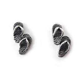Sterling Silver Flip Flop Sandals Stud Post Earrings