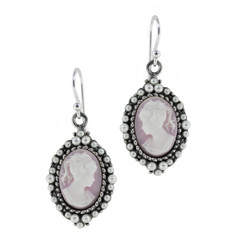 Sterling Silver Resin Cameo Bead Frame Florence Earrings, Lavender