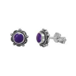 Sterling Silver Stone Inlay LuAnne Stud Post Earrings, Sugilite