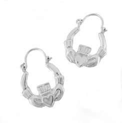 Sterling Silver Claddagh Hoop Earrings