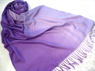 Pashmina and Silk Blend Gradation Colorful Scarf Shawl, Purple