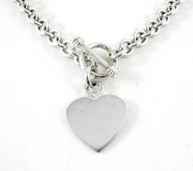 Sterling Silver Heart Charm Toggle Link Necklace