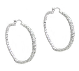CZ Crystal Heart Shaped Hoop Earrings