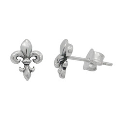 Sterling Silver Classique Fleur De Lis Stud Post Earrings