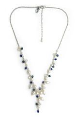 Pearl, Crystal, Framed Crystal Wire Wrapped Sola Drop Necklace