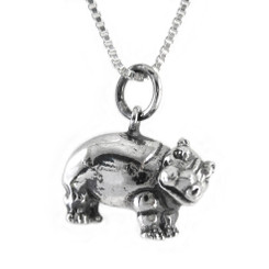 Sterling Silver Hippopotamus Necklace 