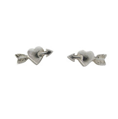 Sterling Silver Cupid's Arrow Heart Post Earrings