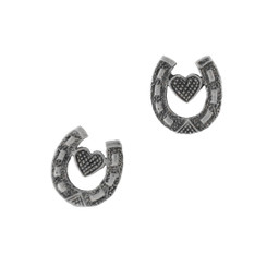 Sterling Silver Heart and Horseshoe Post Earrings