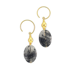 Gold Plated Sterling Silver Jelisa Beaded Drop Circle Hook Earrings