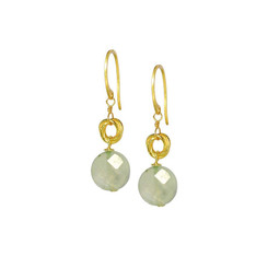 Gold Plated Sterling Silver Jorja Circle Link Stone Drop Earrings, Prehnite