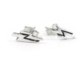 Sterling Silver Lightning Bolt Stud Post Earrings