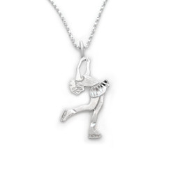 Sterling Silver Ice Figure Skating Charm Necklace