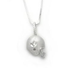 Sterling Silver Football Helmet Charm Necklace