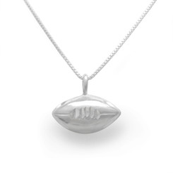 Sterling Silver Football Charm on Chain Necklace