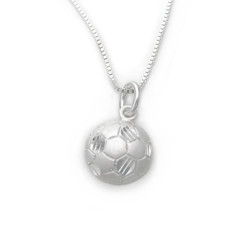 Sterling Silver Soccer Ball Etched and Matte Finish Necklace