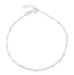 Sterling Silver Bead Curb Chain Anklet, 9 - 10 Inch