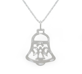 Sterling Silver Christmas Angel Bell Charm Necklace